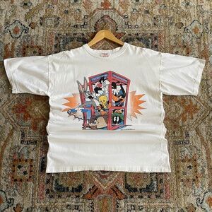 Warner Bros. White T-Shirt with Colorful Cartoon Design